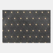 Gold Stars en Stardust op zwart Inpakpapier Vel (Voorkant 3)