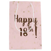 Gold Stars en Stippen 18e verjaardag Middelgrote G Medium Cadeauzakje (Voorkant)