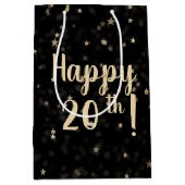 Gold Stars en Stippen 20e verjaardag Middelgrote G Medium Cadeauzakje (Voorkant)