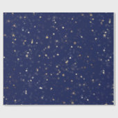 Gold Stars en Stippen op blauw pakpapier (Vlak)