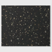 Gold Stars en Stippen op zwart Cadeaupapier (Vlak)
