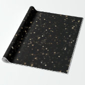 Gold Stars en Stippen op zwart Cadeaupapier (Uitgerold)