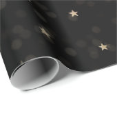 Gold Stars en Stippen op zwart Cadeaupapier (Rol Hoek)