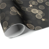Gold Stars en Stippen op zwart Cadeaupapier (Rol Hoek)