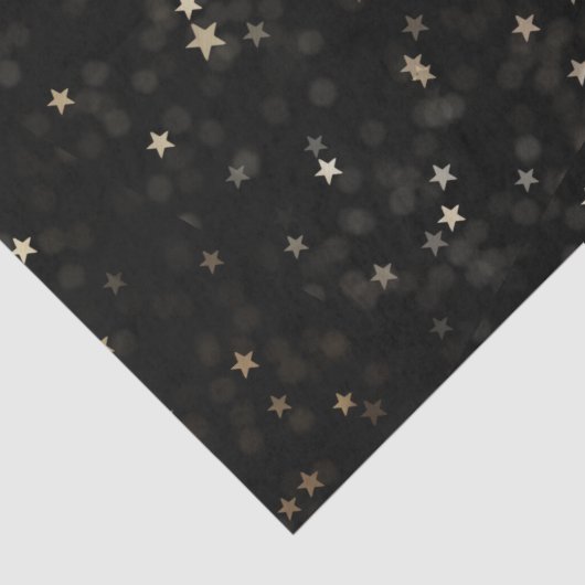 Gold Stars en Stippen op zwart Tissuepapier (Detail)