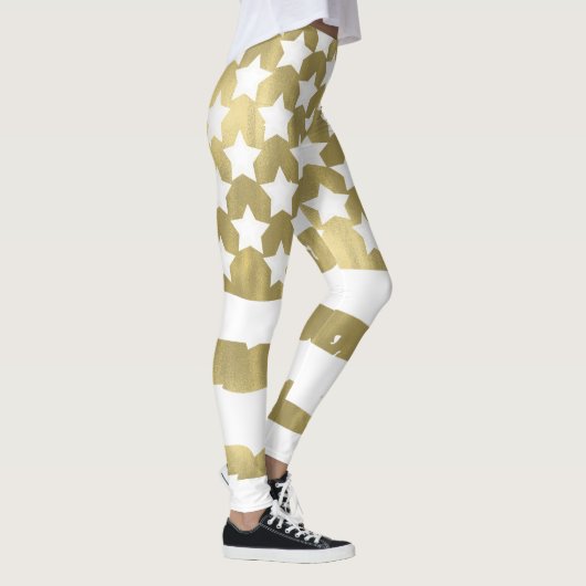 Gold Stars en Stripes Vlag Abstract Leggings (Rechts)