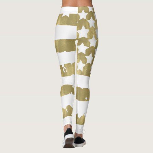 Gold Stars en Stripes Vlag Abstract Leggings (Achterkant)
