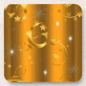 Gold Stars en Swirls Lux Kerstmis Bier Onderzetter (Voorkant)