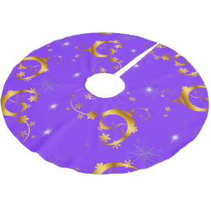 Gold Stars en Swirls Paarse kerstmis Kerstboom Rok