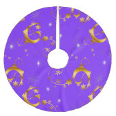 Gold Stars en Swirls Paarse kerstmis Kerstboom Rok (Voorkant)