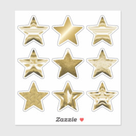 Gold Stars Faux Metallic Set van 9 Sticker