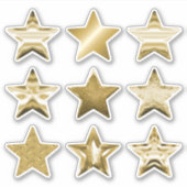 Gold Stars Faux Metallic Set van 9 Sticker (Voorkant)