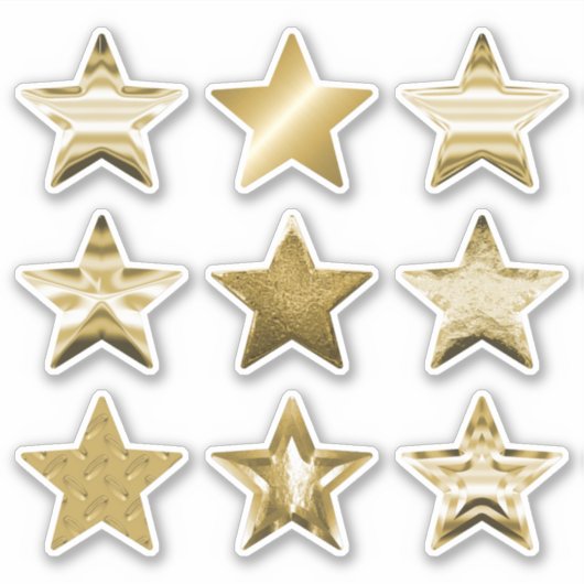 Gold Stars Faux Metallic Set van 9 Sticker (Voorkant)