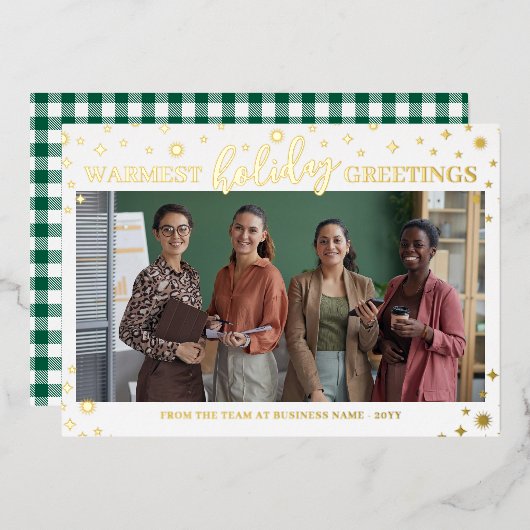 Gold Stars Flares Warmste Vakantie Groeten Folie Feestdagenkaart (Voorkant / Achterkant)