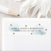 Gold Stars & Fluffy Clouds Adreslabel Etiket (Insitu)