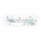 Gold Stars & Fluffy Clouds Adreslabel Etiket (Voorkant)