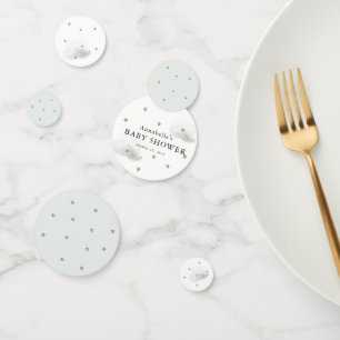 Gold Stars & Fluffy Grey Clouds Baby shower Confetti