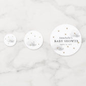 Gold Stars & Fluffy Grey Clouds Baby shower Confetti (Voorkanten)