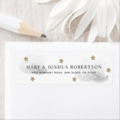Gold Stars & Fluffy Grey Wolken Adreslabel Etiket (Insitu)