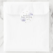 Gold Stars & Fluffy Lavender Clouds Baby shower Ronde Sticker (Tas)
