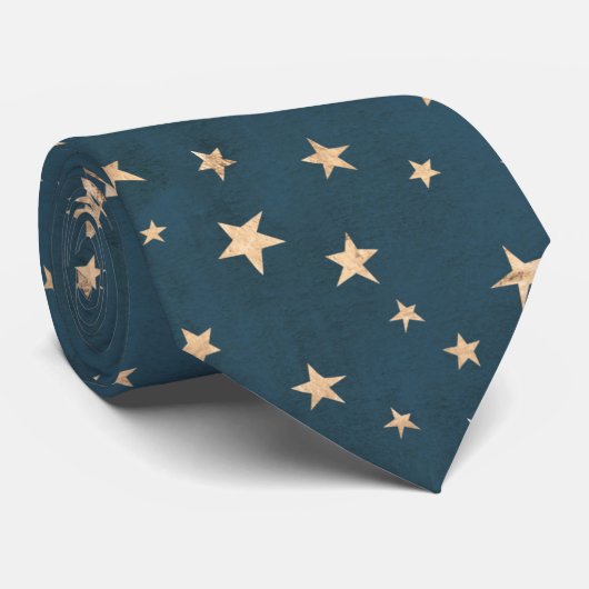 Gold Stars Galaxy Blue Stropdas (Opgerold)