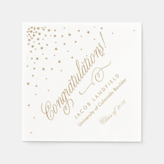 Gold Stars Gefeliciteerd 2016 Graduation Party Servetten (Voorkant)