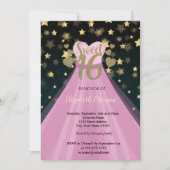 Gold Stars, Glitter, Dress Sweet 16 Party Kaart (Voorkant)