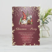 Gold Stars Gnomes Familie Kerstfeest Kaart (Staand voorkant)