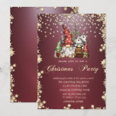 Gold Stars Gnomes Familie Kerstfeest Kaart (Voorkant / Achterkant)