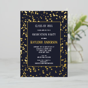 Gold Stars Graduation Party Folie Uitnodiging