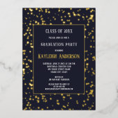 Gold Stars Graduation Party Folie Uitnodiging (Voorkant)