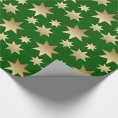 Gold Stars Green Background  | Cadeaupapier (Hoek)