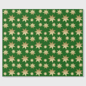 Gold Stars Green Background  | Cadeaupapier (Vlak)
