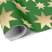 Gold Stars Green Background  | Cadeaupapier (Rol Hoek)