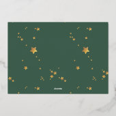 Gold Stars Green Emerald Photo Happy Kerstkerstfee Folie Feestdagenkaart (Achterkant)