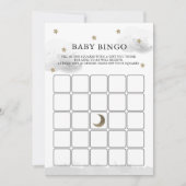 Gold Stars Grey Clouds Baby shower Bingo Game Kaar Kaart (Voorkant)