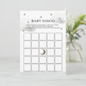 Gold Stars Grey Clouds Baby shower Bingo Game Kaar Kaart (Staand voorkant)