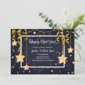 Gold Stars Happy New Year Bewegende Aankondiging (Staand voorkant)