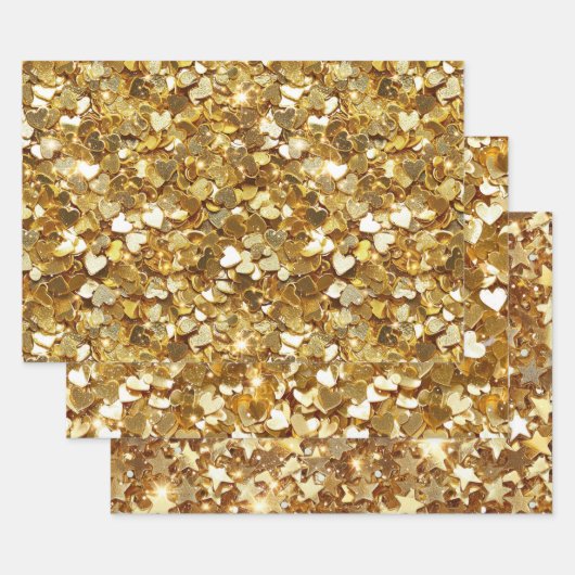 Gold Stars Hearts Confetti Inpakpapier Vel (Set)