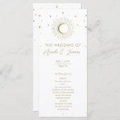 Gold Stars Hemelse Sunburst Maan Wedding Programma (Voorkant / Achterkant)