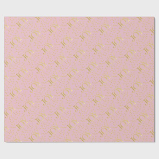 Gold Stars Joy Pastel Roze Kerstmis Cadeaupapier (Vlak)