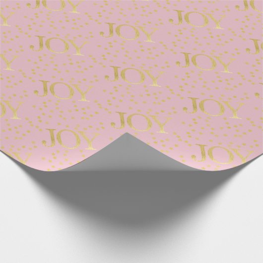 Gold Stars Joy Pastel Roze Kerstmis Cadeaupapier (Hoek)