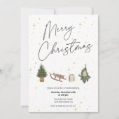 Gold Stars Kerstuitnodiging Kaart (Voorkant)