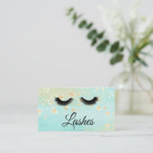 *~* Gold Stars Lashes Extensions Girly Glitter Visitekaartje (Staand voorkant)