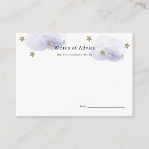 Gold Stars & lavendel Clouds Baby shower Advies Informatiekaartje