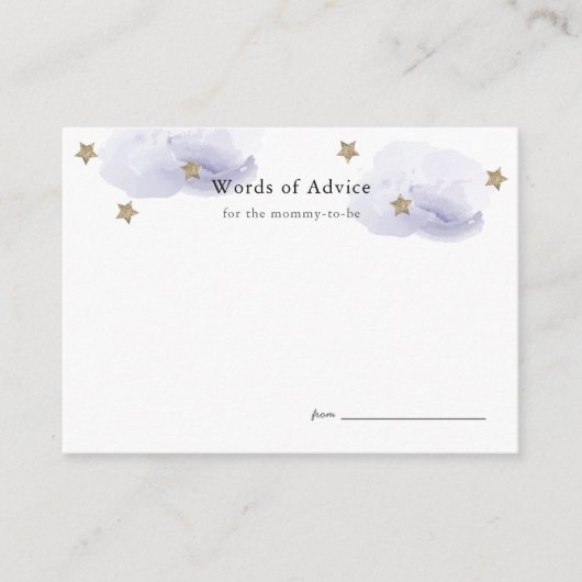 Gold Stars & lavendel Clouds Baby shower Advies Informatiekaartje (Voorkant)