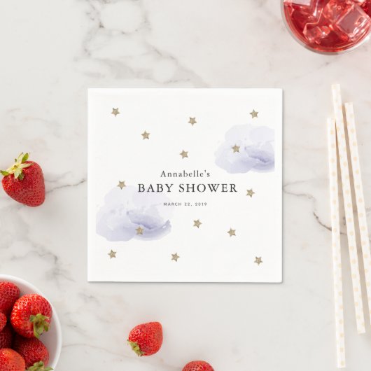 Gold Stars & Lavendel Clouds Baby shower Papier Servet (Insitu)