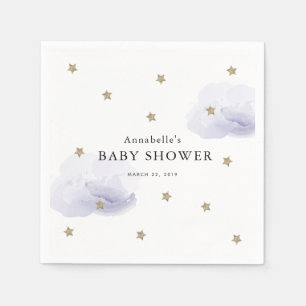 Gold Stars & Lavendel Clouds Baby shower Papier Servet