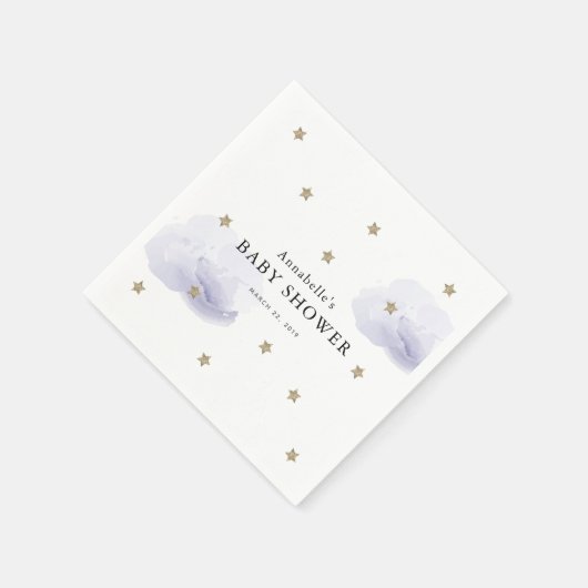 Gold Stars & Lavendel Clouds Baby shower Papier Servet (Hoek)