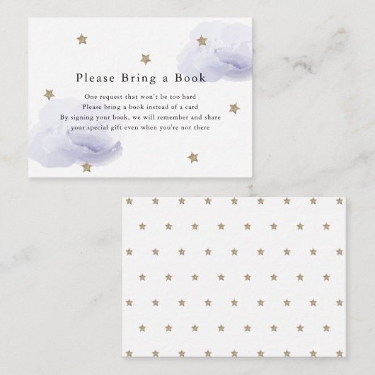 Gold Stars Lavendel Wolken Neem alsjeblieft een bo Informatiekaartje (Voorkant / Achterkant)